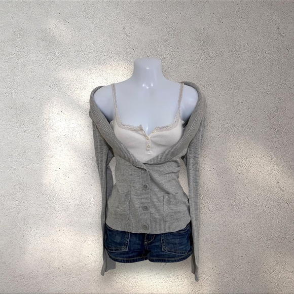 Mossimo Supply Co. Light Grey Button Up Cardigan - Picture 1 of 7